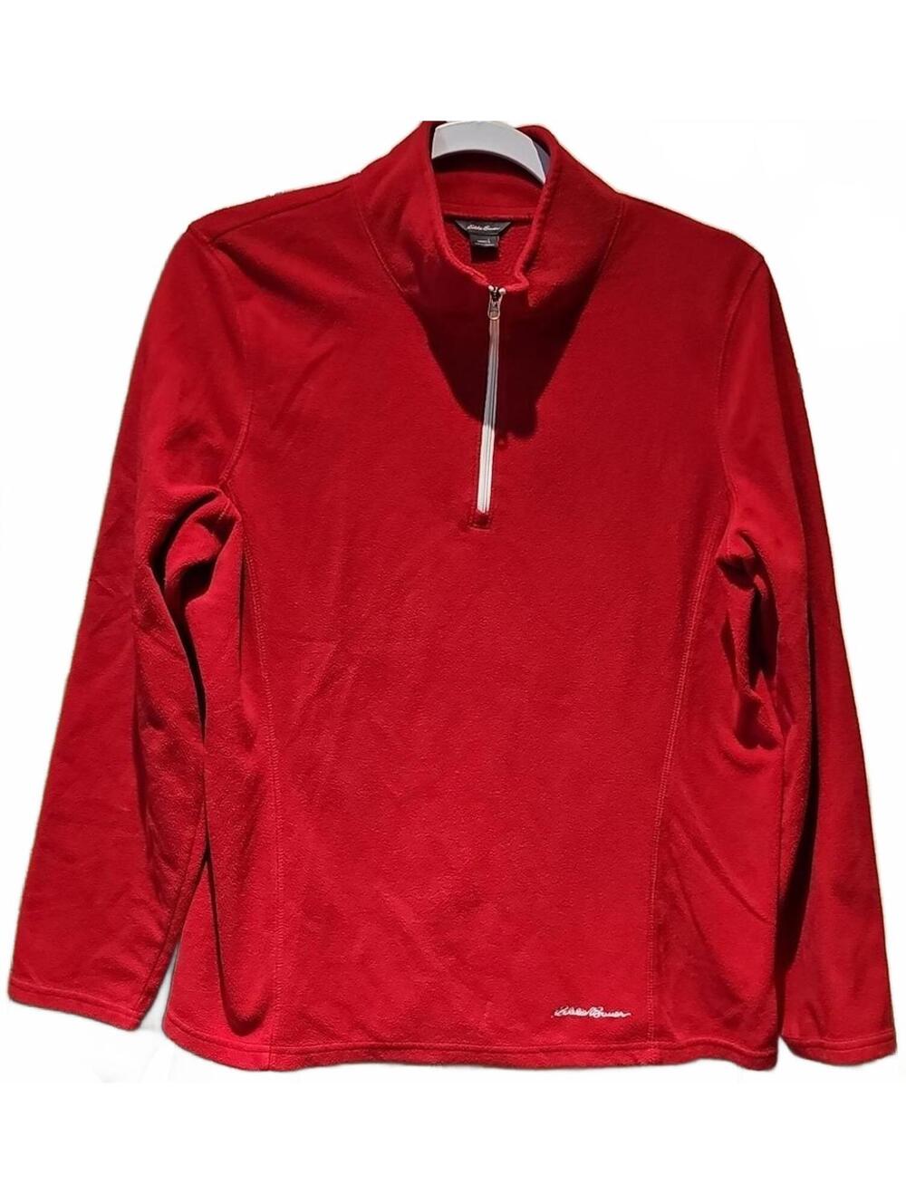 Eddie Bauer Women's Fleece Pullover Sweater Mock Neck 1/4 Zip Fushia Pink Size L
